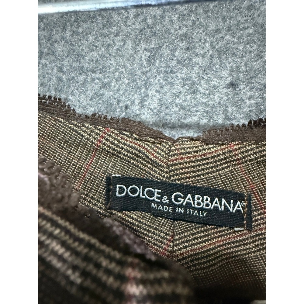 Dolce & Gabbana Brown Plaid Lace Trim Flare Leg Wool Trousers IT‎ 40 women US 4 - Picture 3 of 9